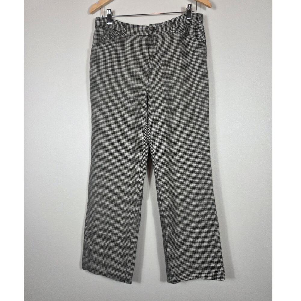 Ralph Lauren Woman's Vintage 100% Wool Gingham Pants Cream & Black Size 8
